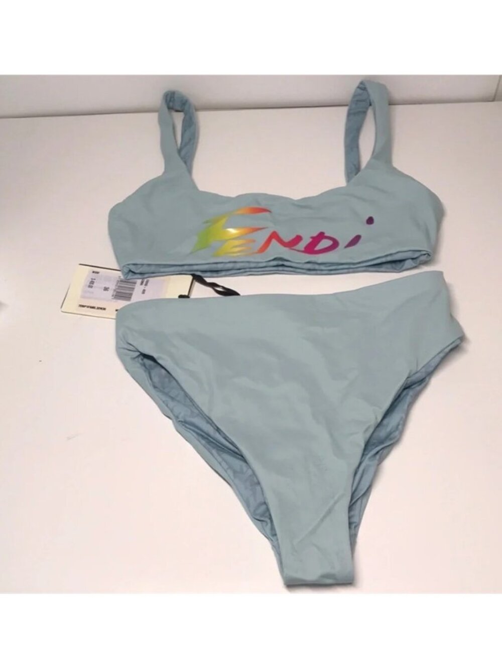 Fendi Brush Logo Reversible Two-Piece Swimsuit Bikini Set –New  Made in Italy